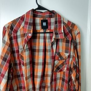 Plaid Button Down Shirt with Fall Colors
